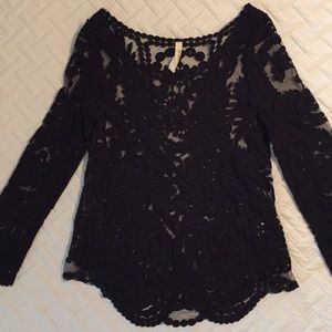 Black Lace & Mesh Top